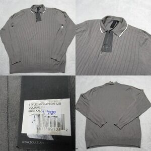 Soul Star Polo Sweater Mens XXL Gray Long Sleeve Ribbed Knit Canyon‎ England NEW